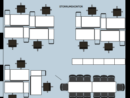 Storrumskontoret er på mange måder et svært rum at indrette, fordi mange mennesker skal have opfyldt hver deres behov i samme rum