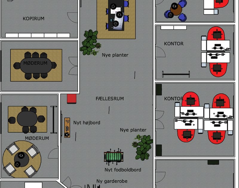 Afgrænsning af arbejdsområder, gode lydforhold og tydelig struktur i indretningen
